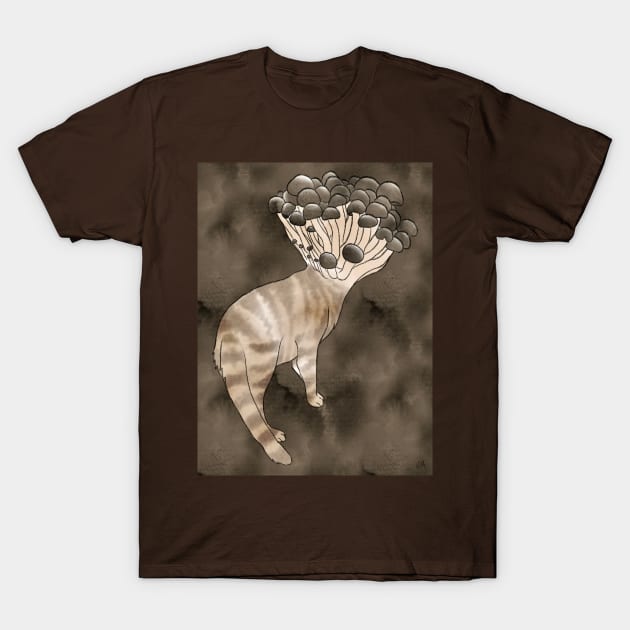 🍄 Beech Mushroom Cat 🍄 T-Shirt by Maribean